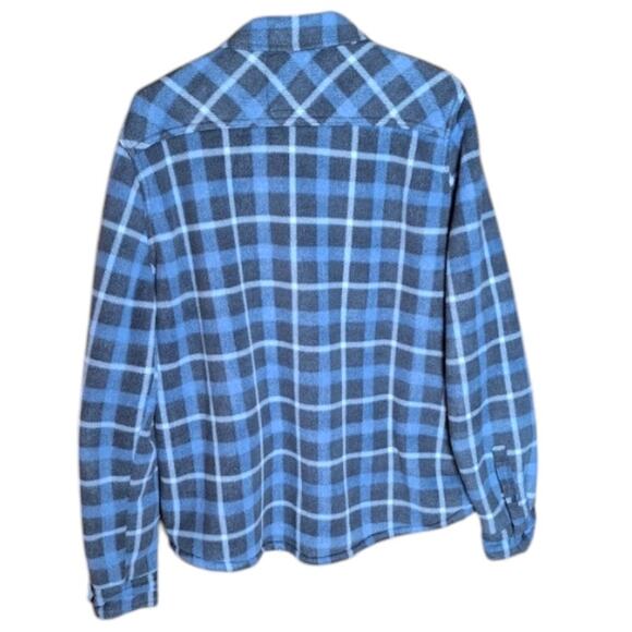Voyager Men's Large Blue Plaid Super Plush Sherpa Lined Snap Shirt jacket - Picture 4 of 8